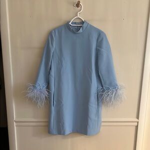 Tuckernuck Light Blue Dress with Feather Cuffs